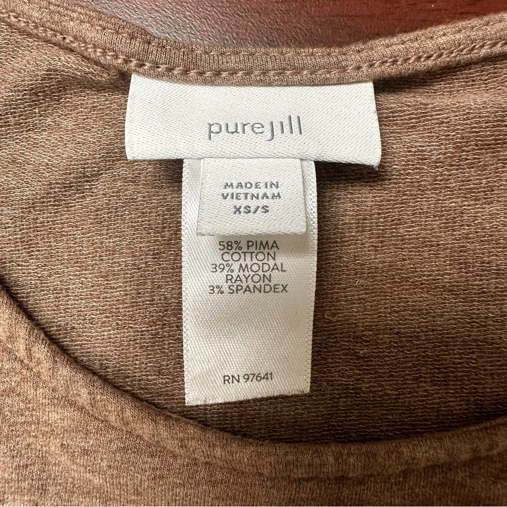 Purejill Brown Oversized Top Pockets Womens Size XS/S Lagenlook Pima Cotton - Picture 4 of 6